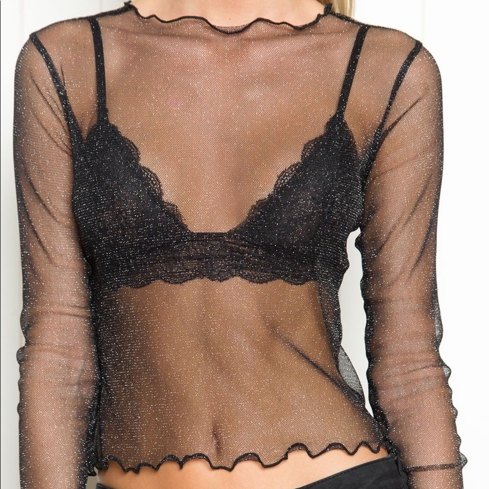 Brandy Melville black Renee glitter top sparkly